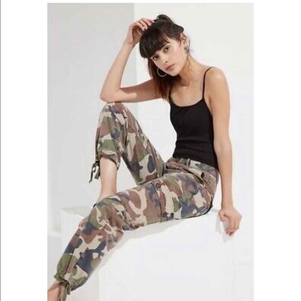 Urban Outfitters Pants Camo Cargo Relaxed Tie Ankle Cuff